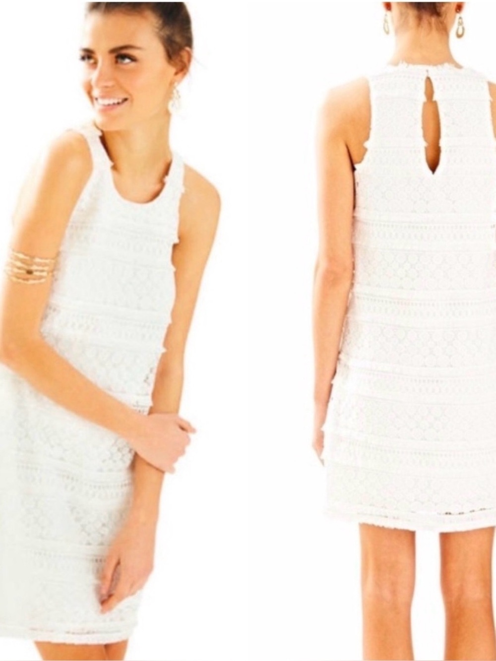 Lilly Pulitzer Annette Shift Lace Dress Resort White Fringe Sz 6 Resort Wear